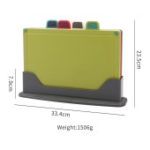 Four Color Raw Cooked Kitchen Classification Cutting Board 4 in 1 Plastic Kitchen Cutting Board Set with Storage Stand