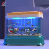 Children's Fishing Toy Simulation Electric Fish Tank Fish Rod Kids Educational Toy wtih Music & Light