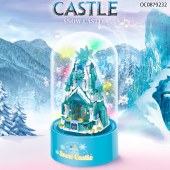 Princess castle building blocks creative toy assembly music box model set pink blue