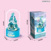 Princess castle building blocks creative toy assembly music box model set pink blue